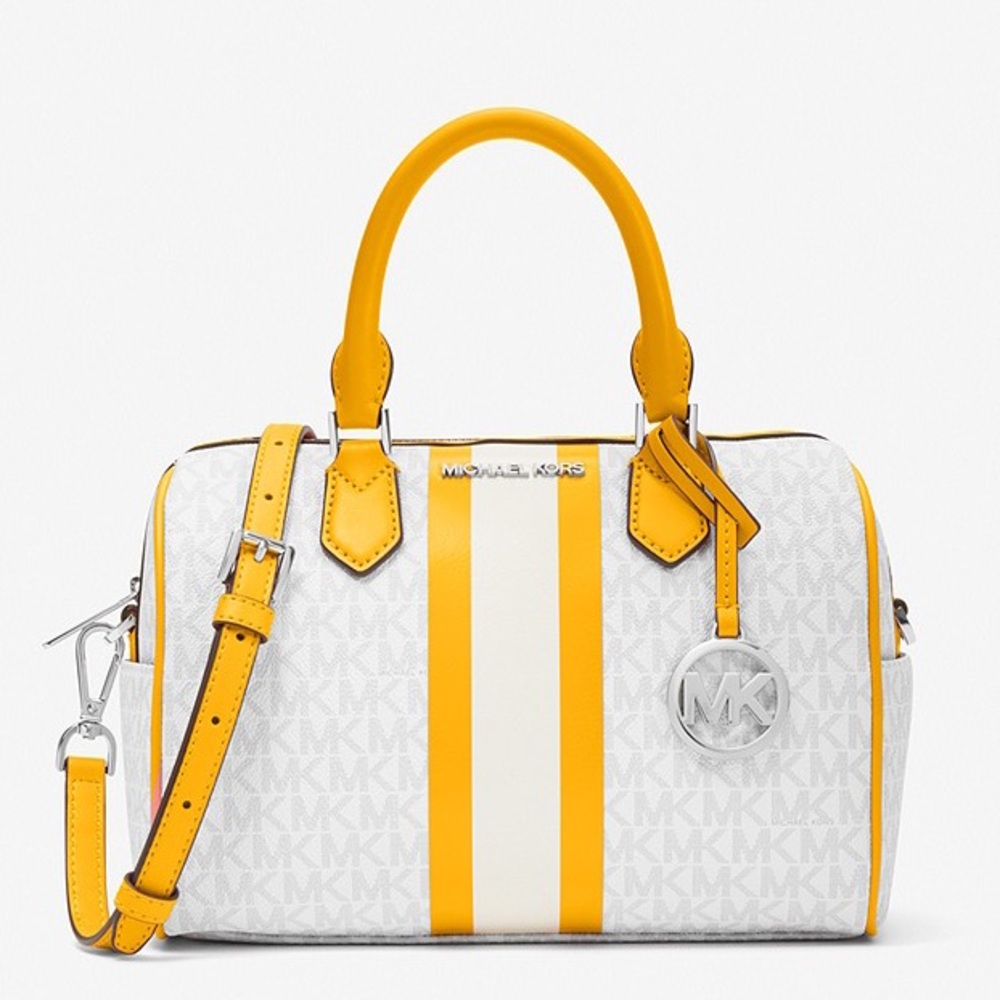 NWT MICHAEL KORS Bedford Small Logo Stripe Satchel with handle